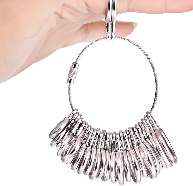 Mudder Stainless Steel Ring Gauges Finger Sizer Professional Measuring Ring Tool, Size 1-13 with Half Size, 27 Pcs - Image 4